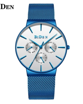 BIDEN Роскошные мужские часы с ремешком из нержавеющей стали с тремя маленькими циферблатами Кварцевые часы